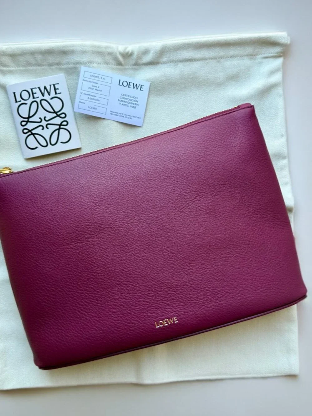 Loewe Purple Leather Oblong Pouch